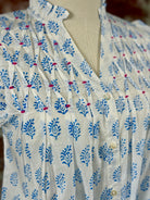 THML Paige Top in White with Blue Floral-112 - Woven Top S/S (Dec - May)-Little Bird Boutique