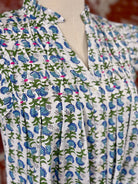 THML Paige Top in Blue and Green Floral-112 - Woven Top S/S (Dec - May)-Little Bird Boutique