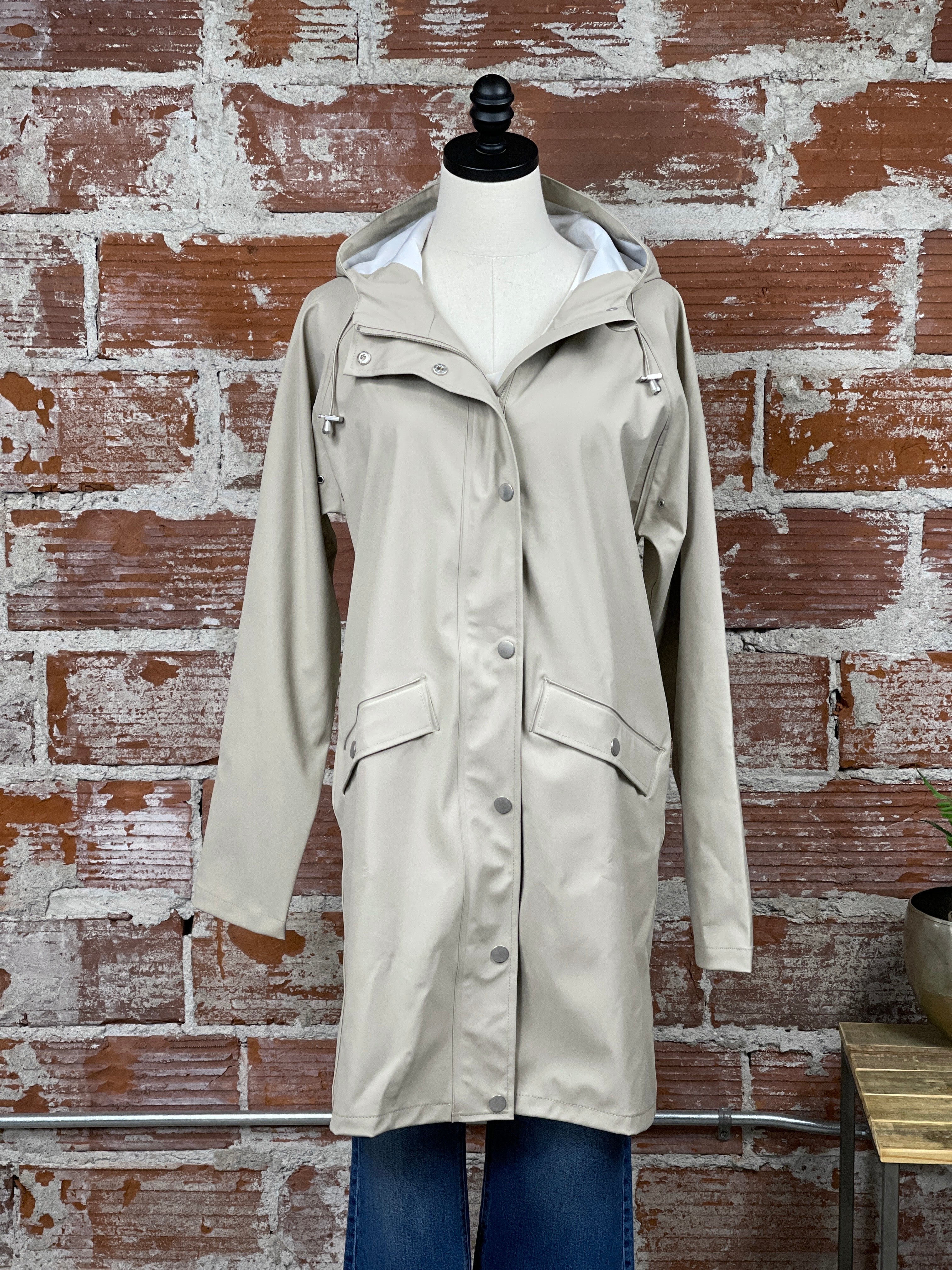 Tazi Rain Jacket in Taupe-141 Outerwear Coats & Jackets-Little Bird Boutique