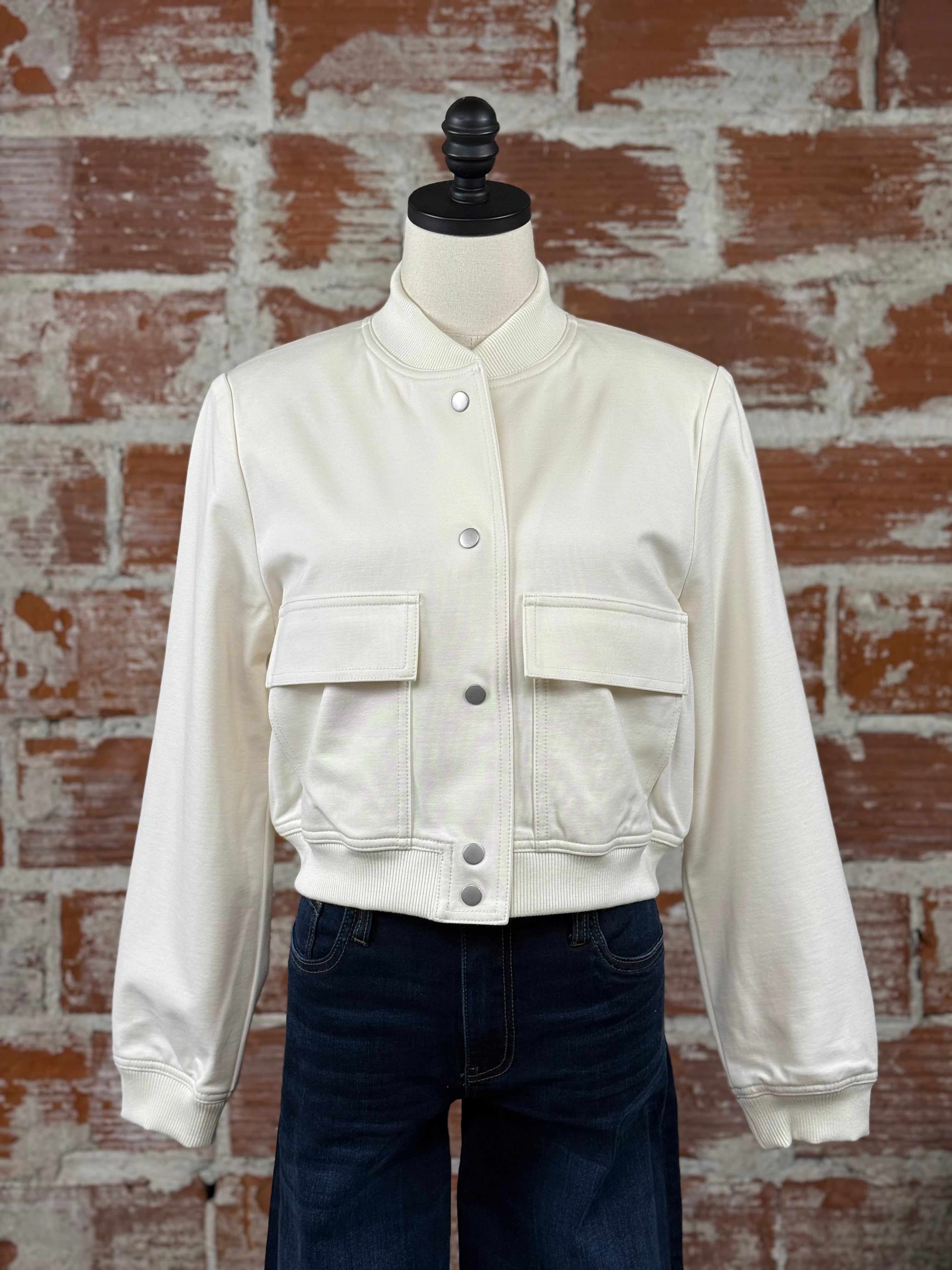 Kut for the Kloth Camilla Bomber Jacket in Off White-141 Outerwear Coats & Jackets-Little Bird Boutique