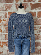 Dex Crochet Sweater in Washed Indigo-131 - Sweaters F/W (June - Nov)-Little Bird Boutique