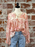 Katherine Top in Pink Floral-112 - Woven Top S/S (Dec - May)-Little Bird Boutique