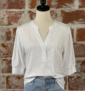 Sanctuary Mixed Media Tee in White-122 - Jersey Tops S/S (Dec - May)-Little Bird Boutique