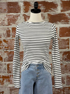 Sanctuary Boatneck Top in Chalk and Black Stripe-122 - Jersey Tops S/S (Dec - May)-Little Bird Boutique