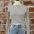 Sanctuary Boatneck Top in Chalk and Black Stripe-122 - Jersey Tops S/S (Dec - May)-Little Bird Boutique