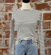 Sanctuary Boatneck Top in Chalk and Black Stripe-122 - Jersey Tops S/S (Dec - May)-Little Bird Boutique