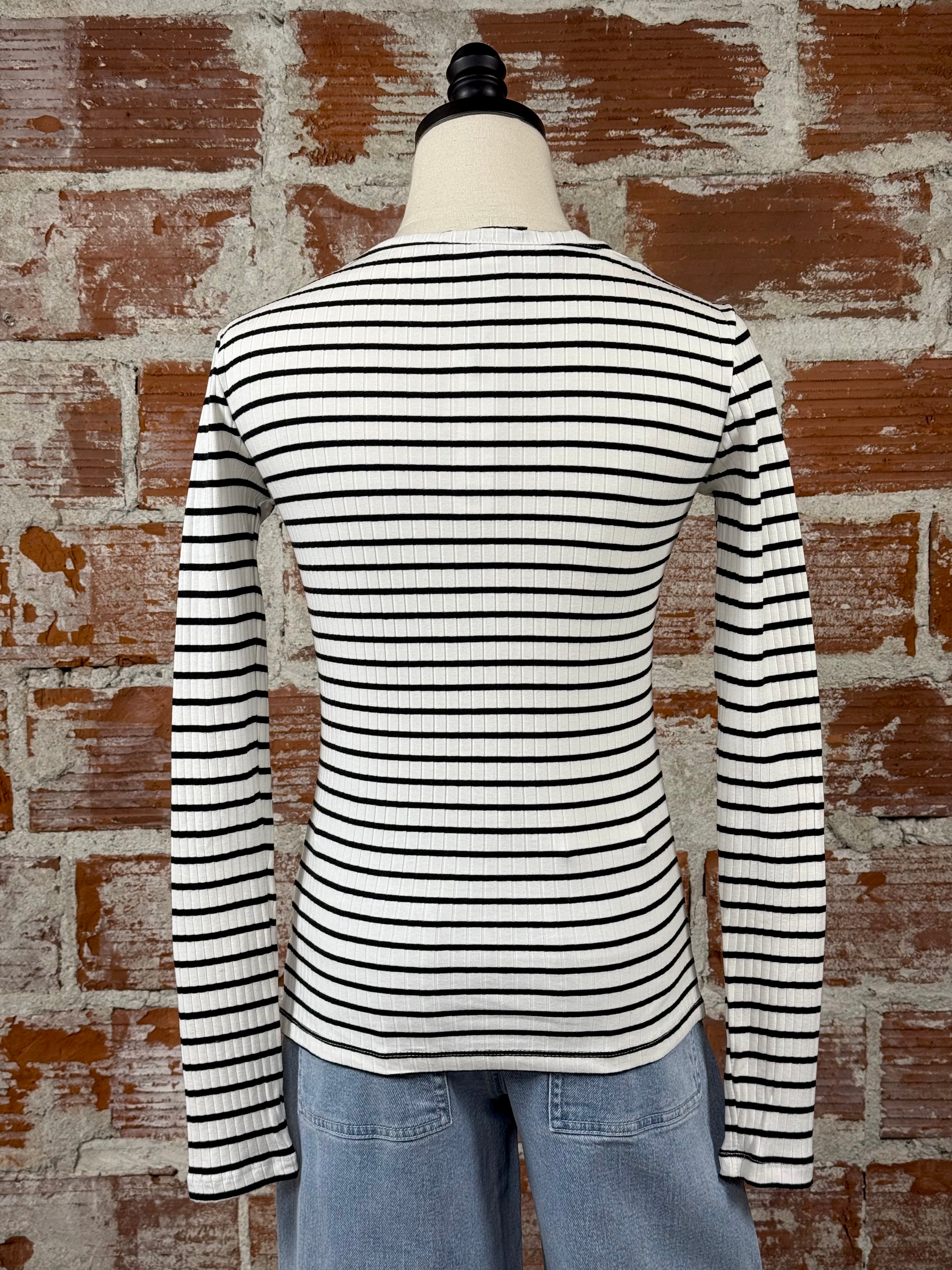 Sanctuary Boatneck Top in Chalk and Black Stripe-122 - Jersey Tops S/S (Dec - May)-Little Bird Boutique