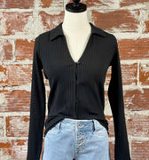 Sanctuary Day Dreamer Knit Shirt in Black-122 - Jersey Tops S/S (Dec - May)-Little Bird Boutique