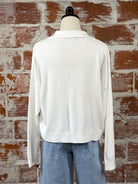 Johnny Collar Sweater in White-112 - Woven Top S/S (Dec - May)-Little Bird Boutique