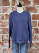 Dex Mock Neck Sweater in Deep Blue-131 - Sweaters F/W (June - Nov)-Little Bird Boutique