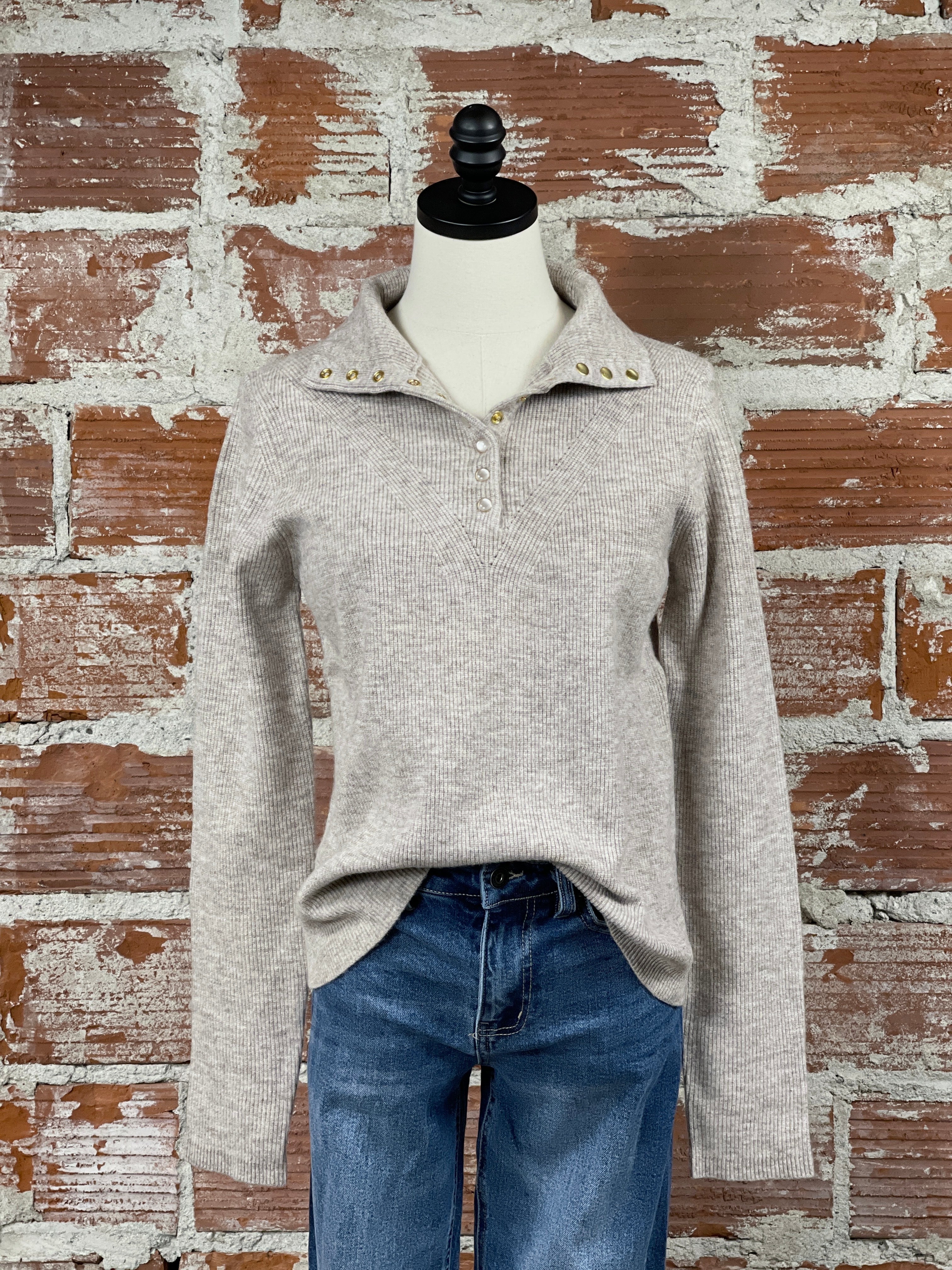 Flag and Anthem Castleberry Sweater in Taupe Heather-121 - Jersey Tops F/W (June - Nov)-Little Bird Boutique