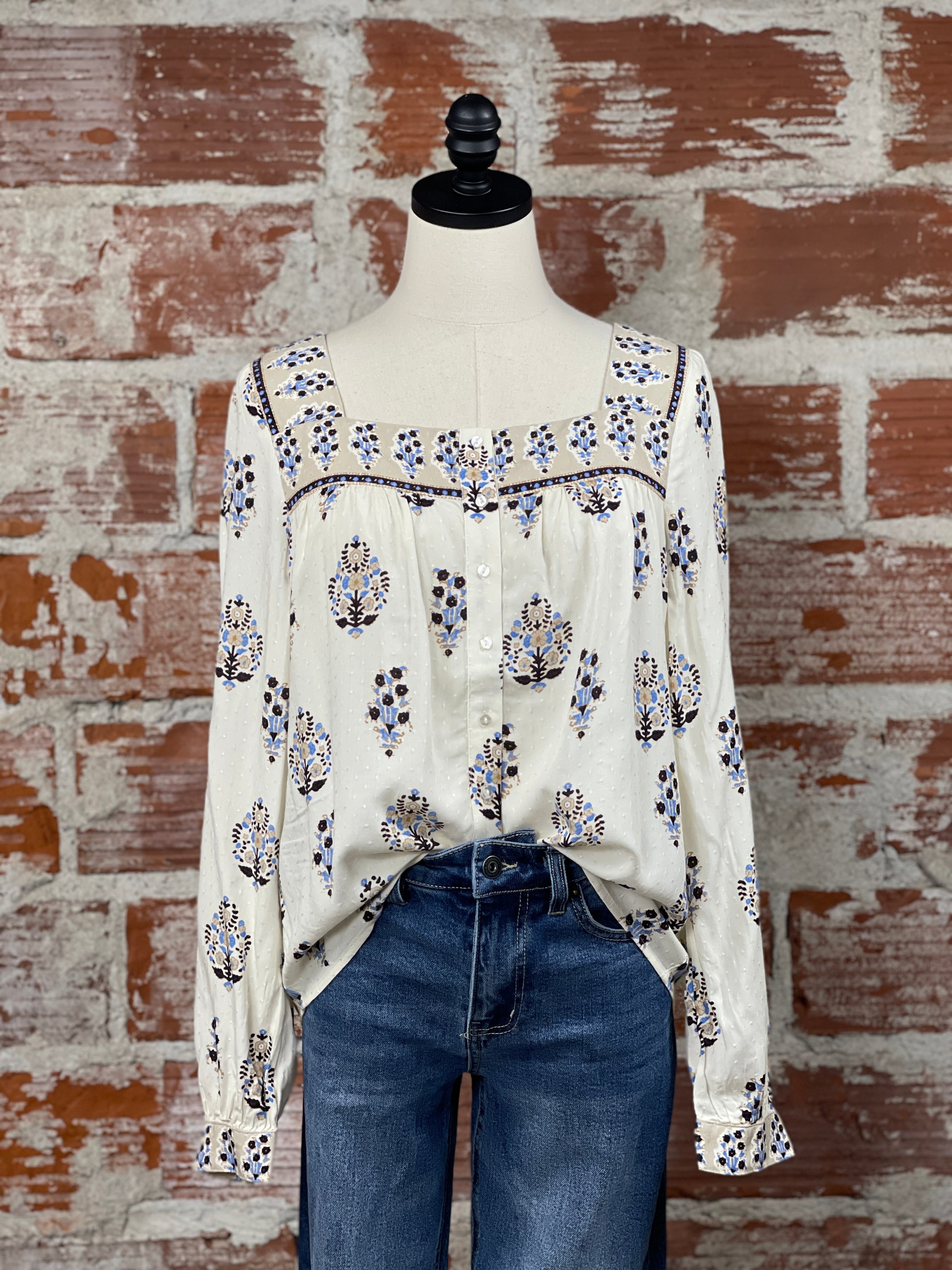 Flag and Anthem Sumner Blouse in Cream Multi-111 - Woven Top F/W (June- Nov)-Little Bird Boutique