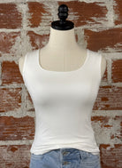 Square Neck Tank in Ivory-112 - Woven Top S/S (Dec - May)-Little Bird Boutique