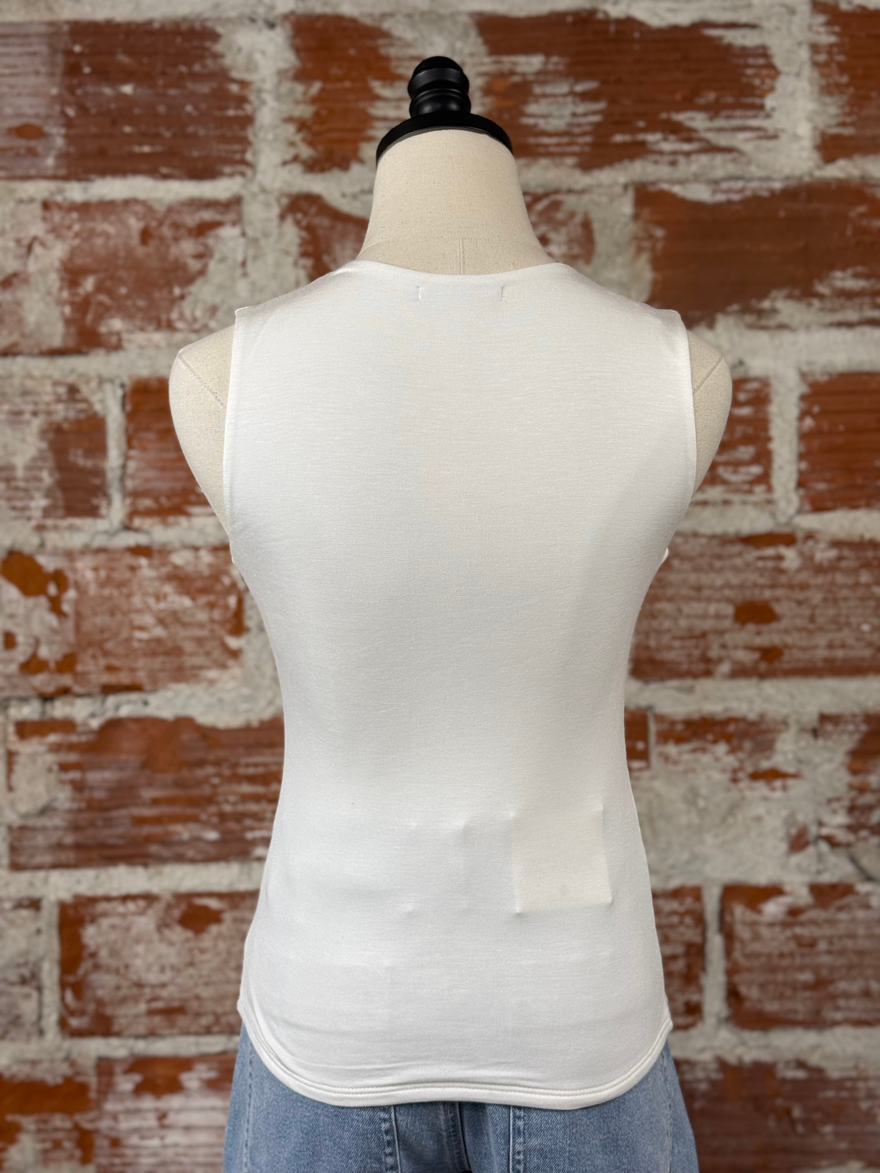 Square Neck Tank in Ivory-112 - Woven Top S/S (Dec - May)-Little Bird Boutique