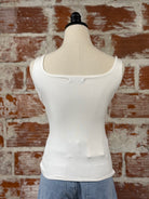 Double Scoop Neck Tank in Ivory-112 - Woven Top S/S (Dec - May)-Little Bird Boutique