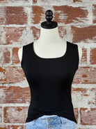 Square Neck Tank in Black-112 - Woven Top S/S (Dec - May)-Little Bird Boutique