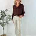 Kut from the Kloth Charlize High Rise Cigarette Leg Pants in Cream Silver-220 Pants-Little Bird Boutique