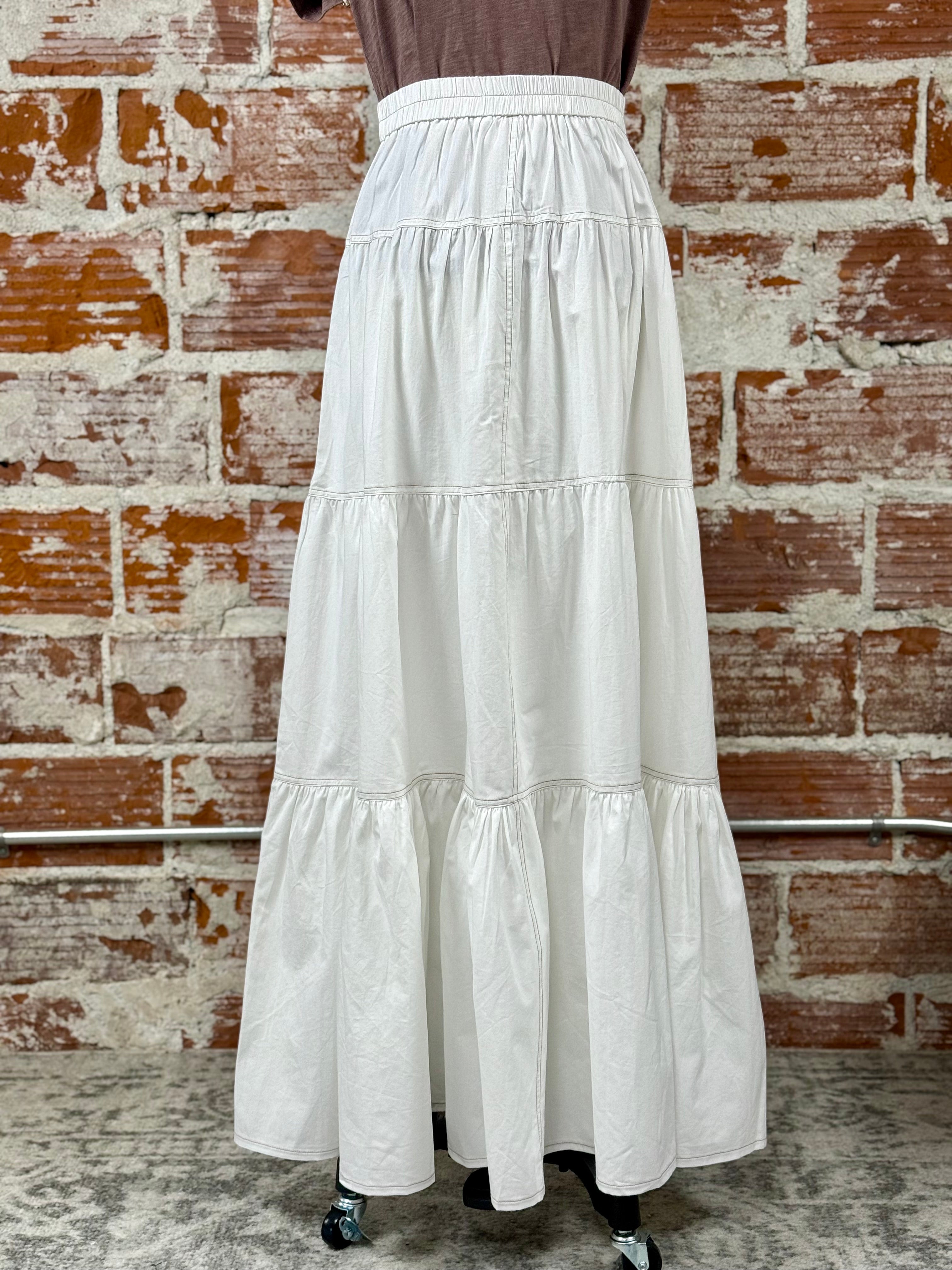 Lola Skirt in White-231 Skirts-Little Bird Boutique