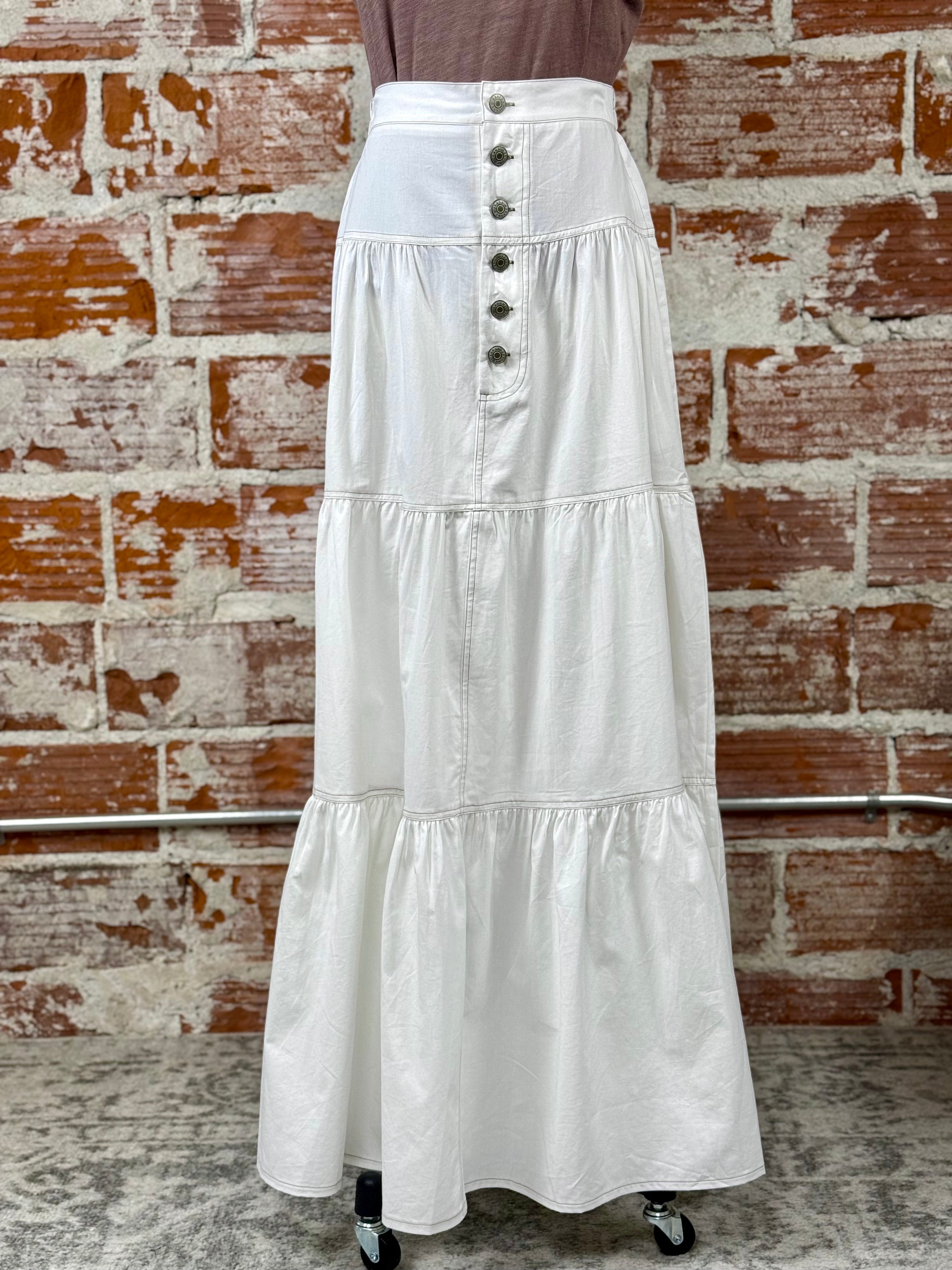 Lola Skirt in White-231 Skirts-Little Bird Boutique