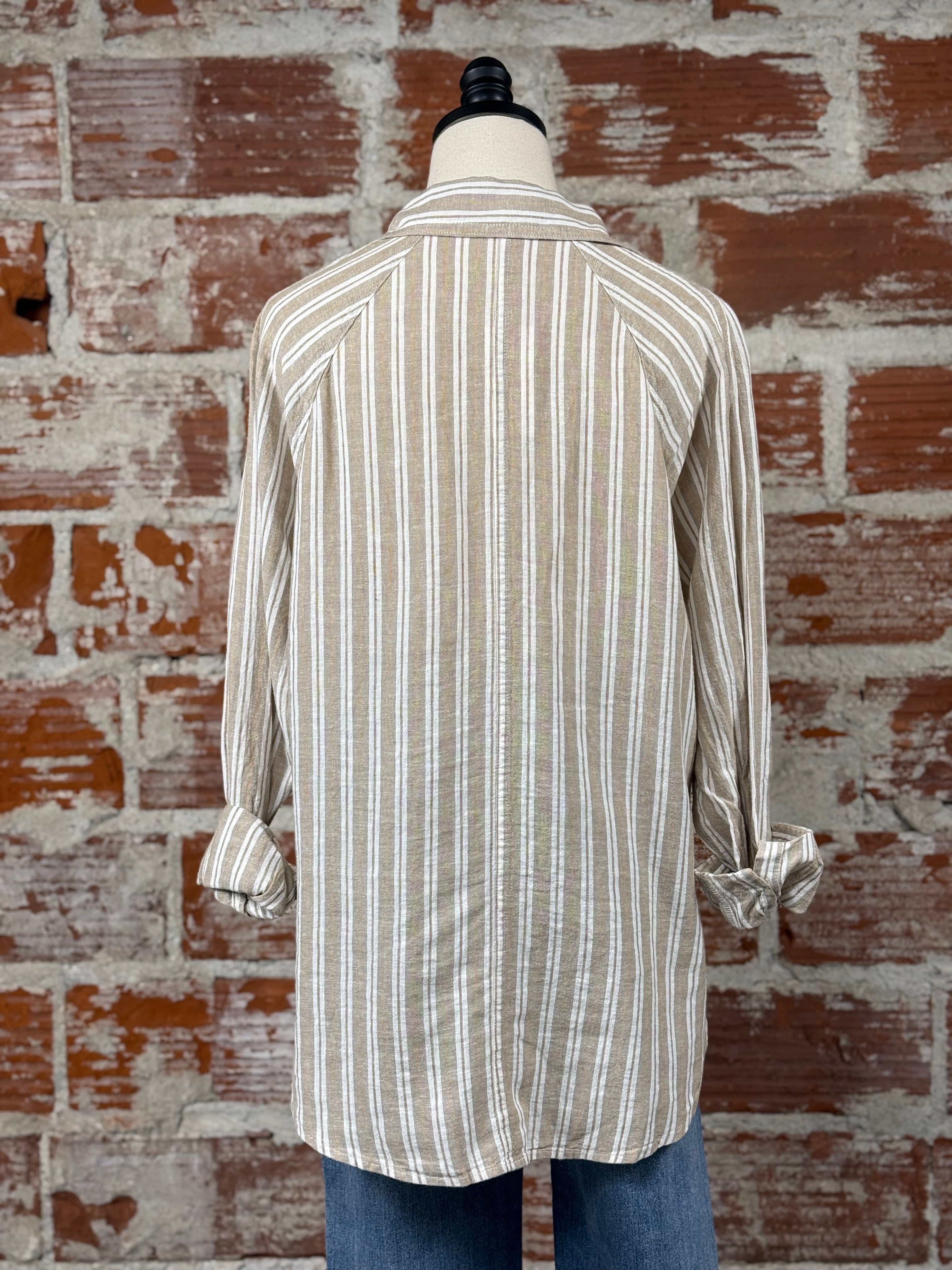 Z Supply Perfect Linen Top in Pebble Moon-112 - Woven Top S/S (Dec - May)-Little Bird Boutique