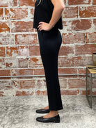 Dex Ribbed Sweater Pants in Black-220 Pants-Little Bird Boutique