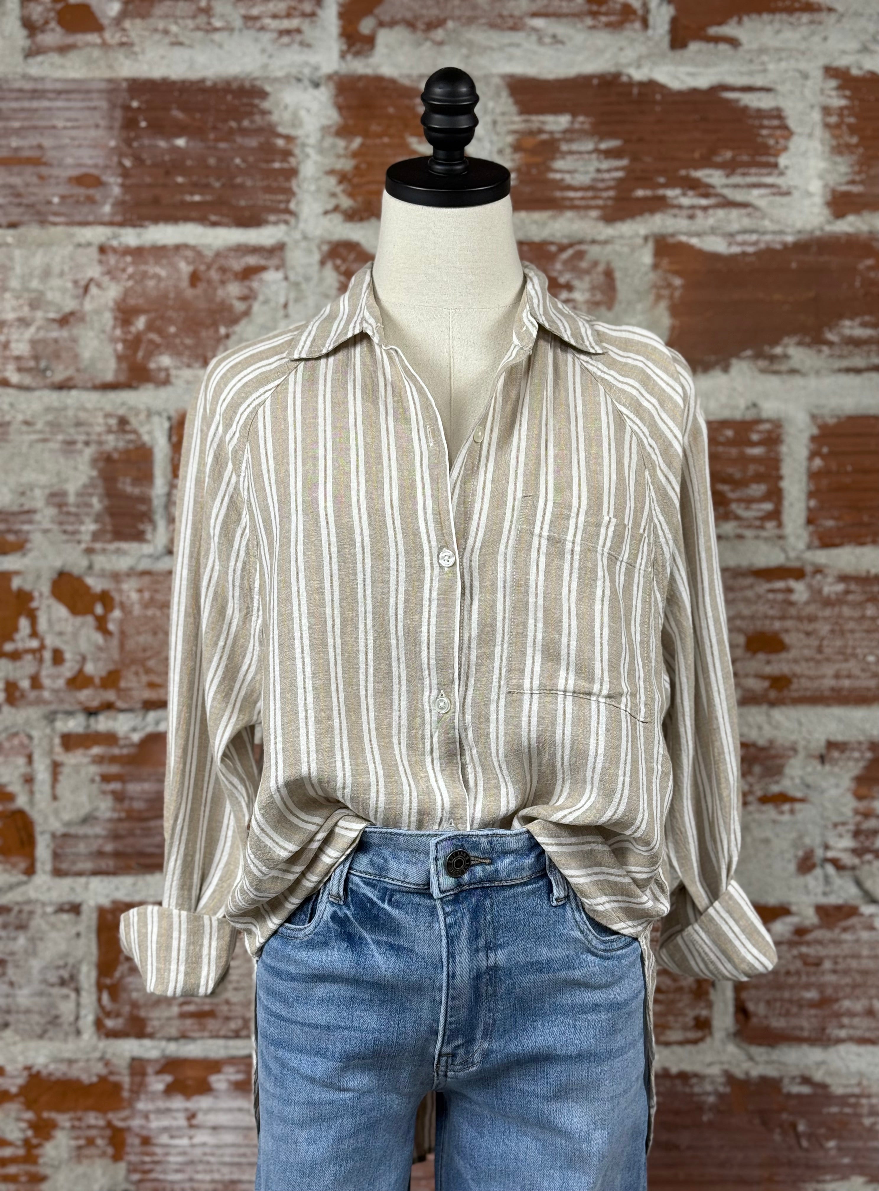 Z Supply Perfect Linen Top in Pebble Moon-112 - Woven Top S/S (Dec - May)-Little Bird Boutique