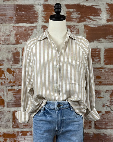Z Supply Perfect Linen Top in Pebble Moon-112 - Woven Top S/S (Dec - May)-Little Bird Boutique