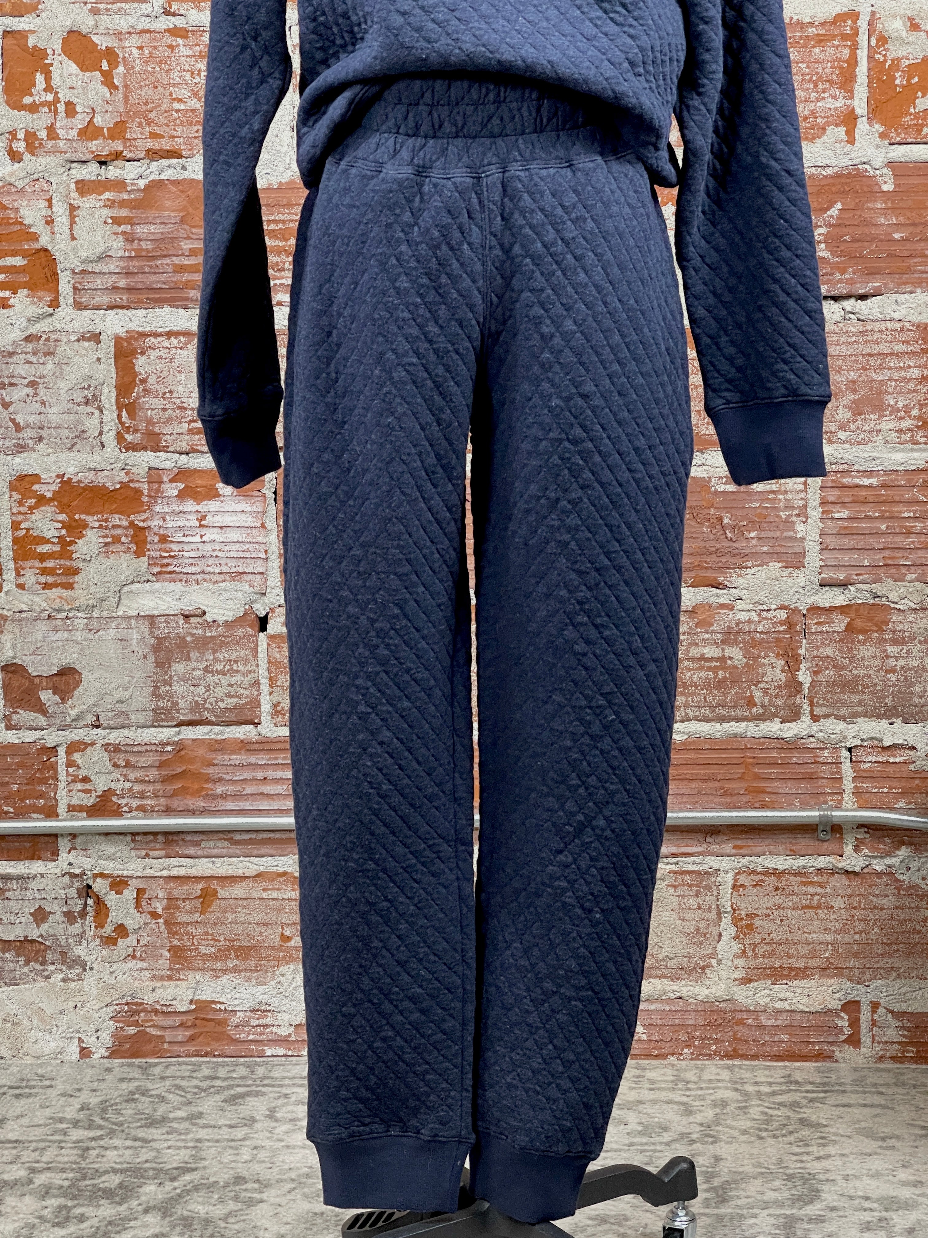 Flag and Anthem Deale Quilted Jogger in Navy-220 Pants-Little Bird Boutique