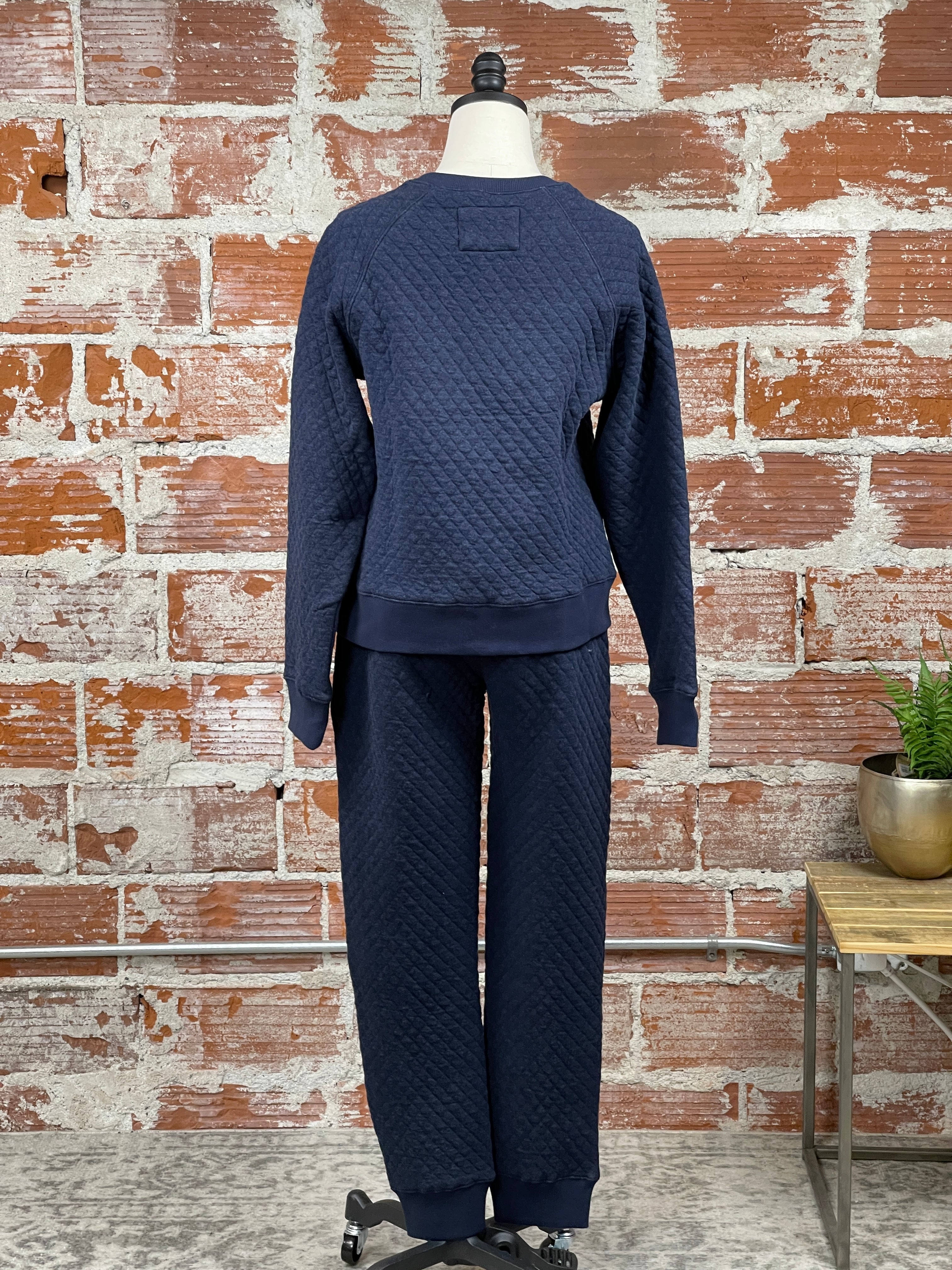 Flag and Anthem Woodlawn Quilted Sweatshirt in Navy-142 Sweatshirts & Hoodies-Little Bird Boutique