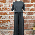 Jolie Wide Leg Joggers in Charcoal-220 Pants-Little Bird Boutique