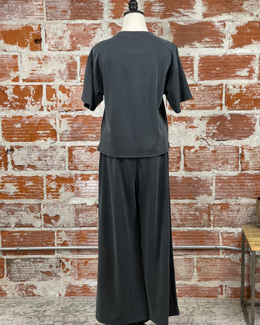 Jolie Wide Leg Joggers in Charcoal-220 Pants-Little Bird Boutique