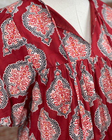 THML Millie Floral Top in Crimson-112 - Woven Top S/S (Dec - May)-Little Bird Boutique