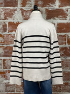 Dalilah Cardigan In Oatmeal and Black Stripe-131 - Sweaters F/W (June - Nov)-Little Bird Boutique