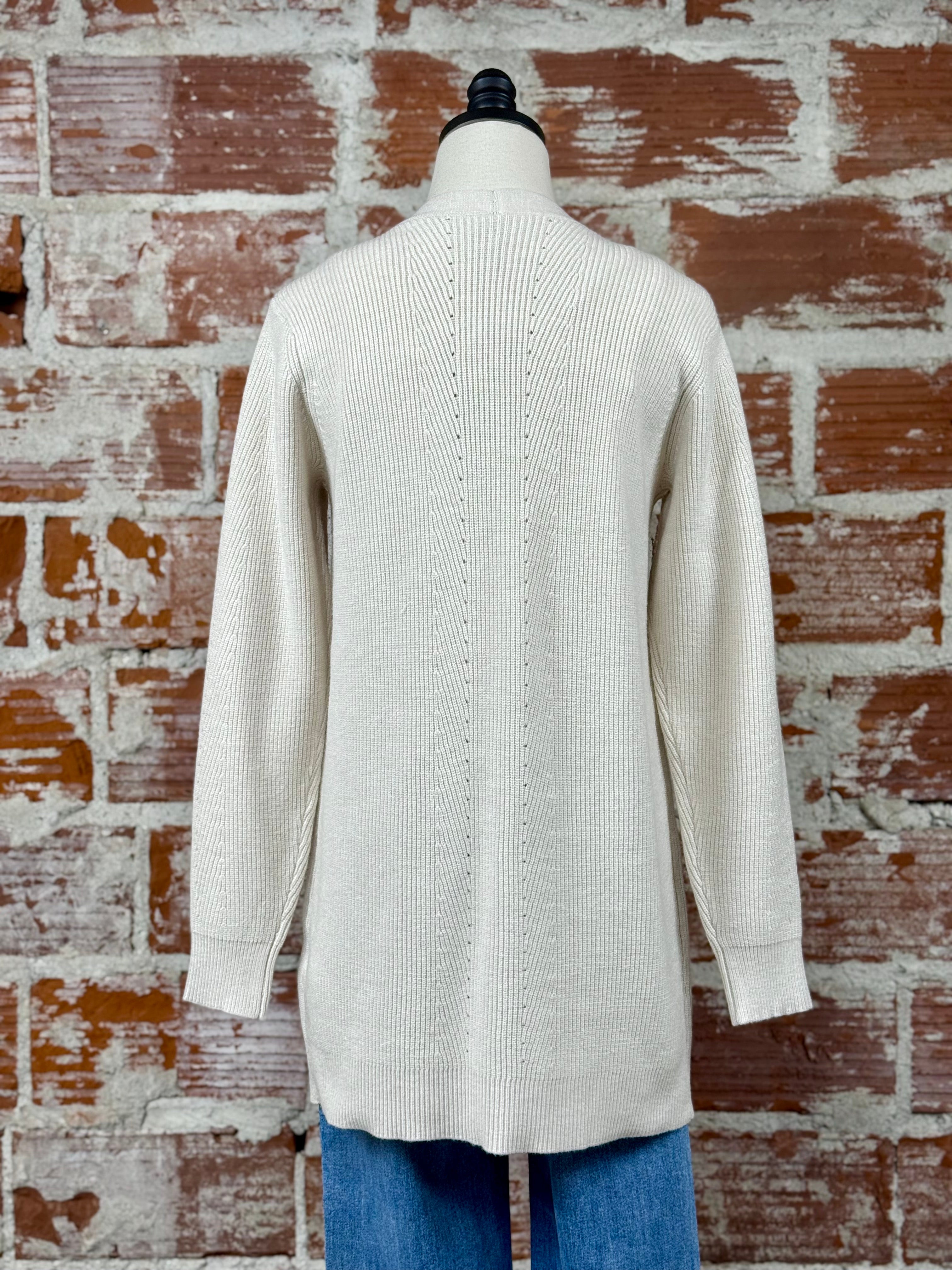 Kanita Long Cardigan in Cream-132 - Sweaters S/S (Dec - May)-Little Bird Boutique