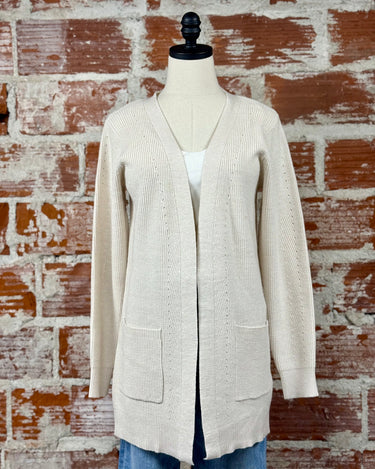 Kanita Long Cardigan in Cream-132 - Sweaters S/S (Dec - May)-Little Bird Boutique