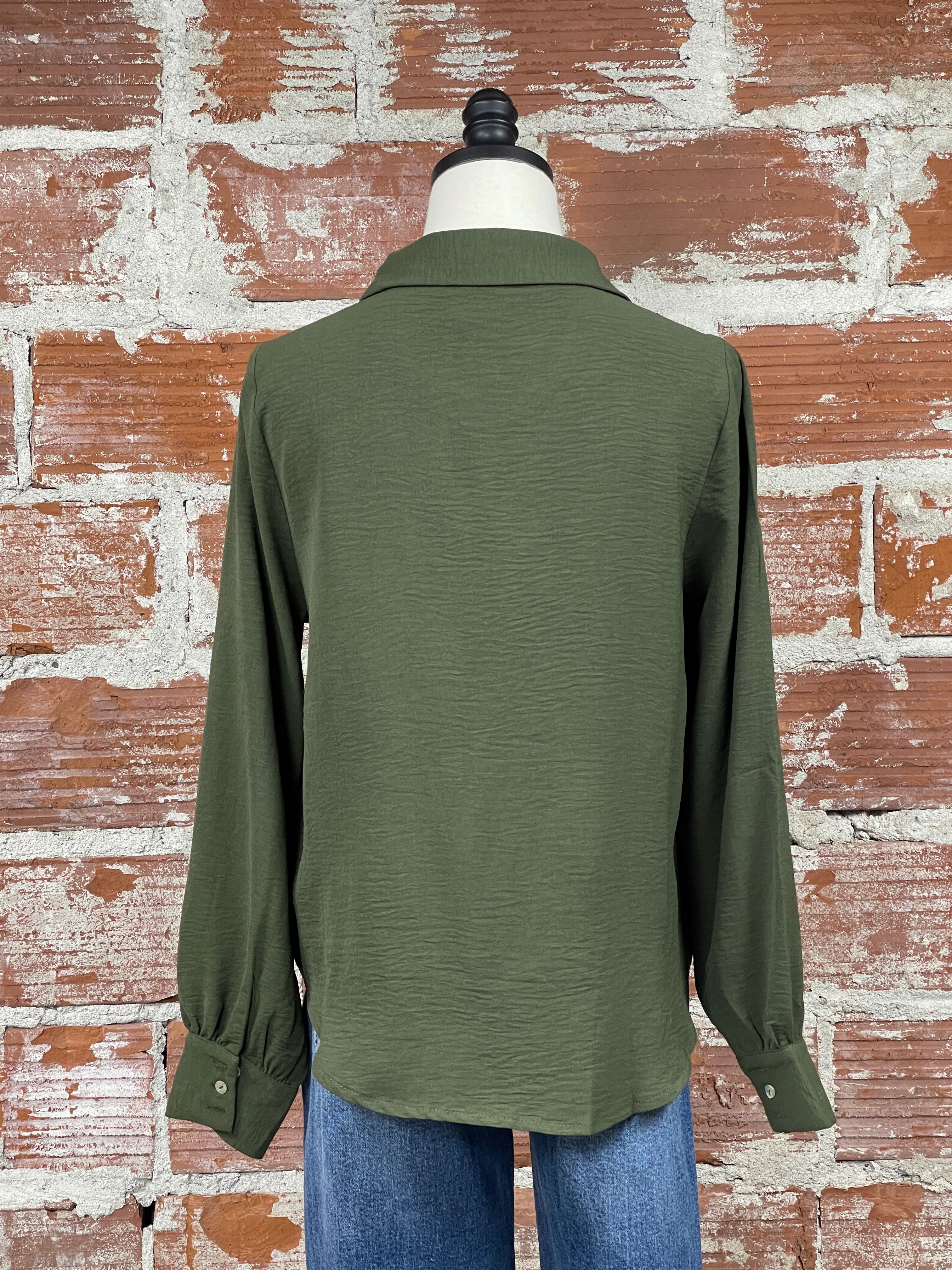 Lynne Top in Khaki Green-111 - Woven Top F/W (June- Nov)-Little Bird Boutique