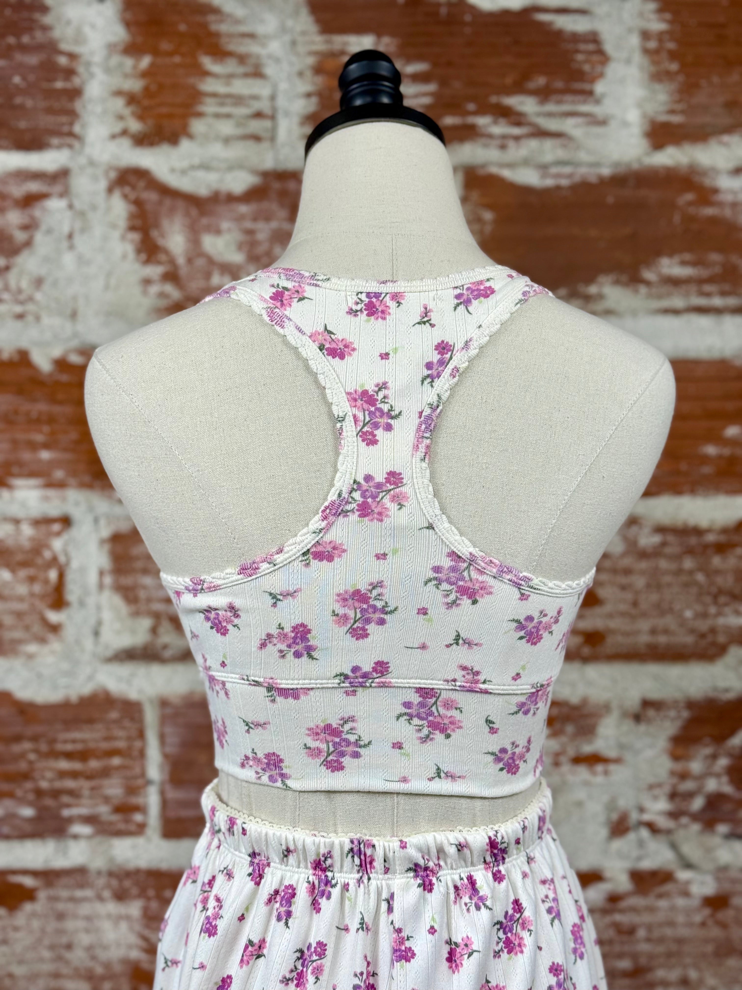 Z Supply Tia Ditsy Tank Bra in Pink Floral-240 Loungewear/Intimates-Little Bird Boutique