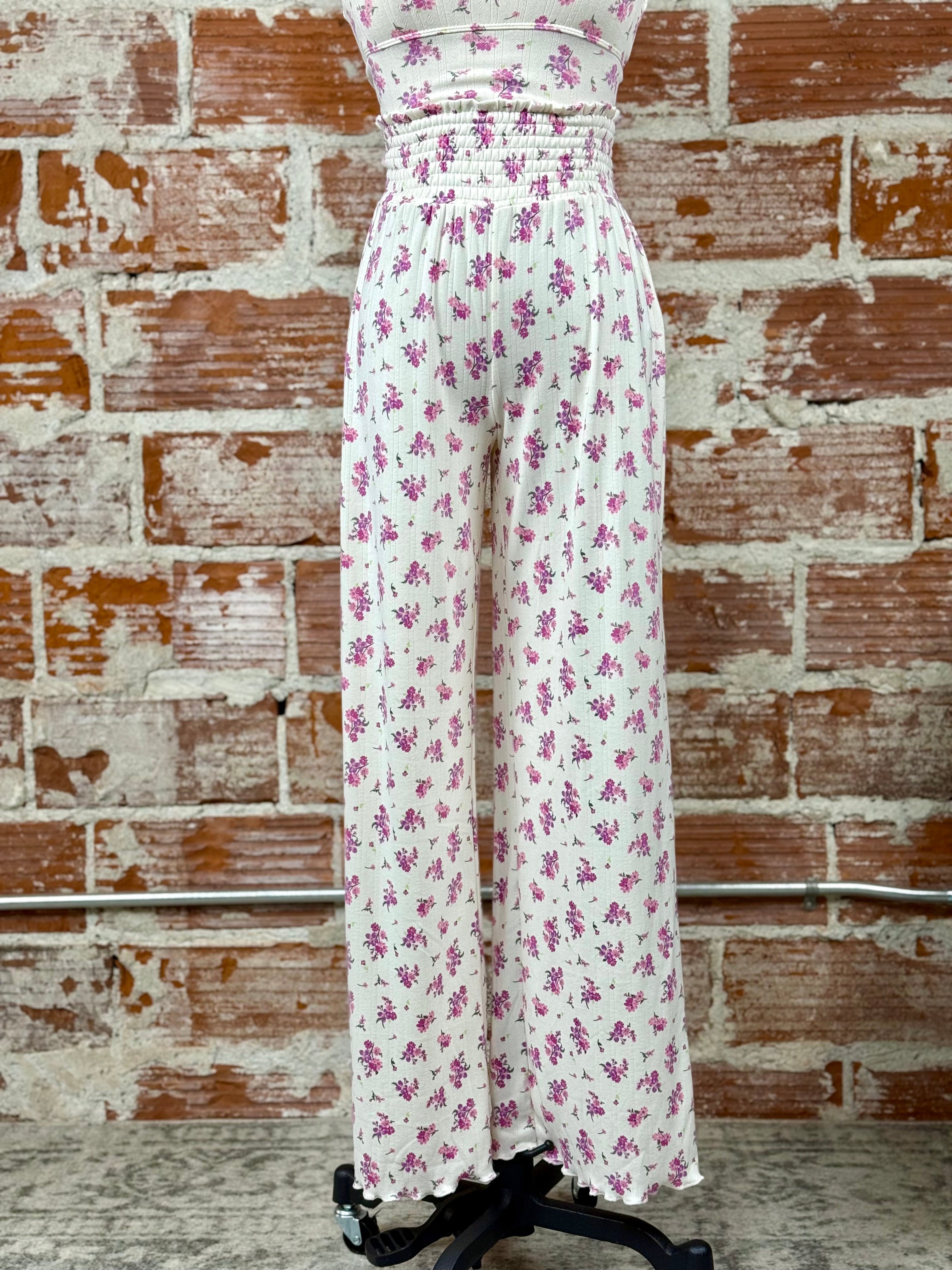 Z Supply Dawn Ditsy Lounge Pants in Pink Floral-240 Loungewear/Intimates-Little Bird Boutique