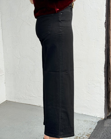 Liverpool The Stride Crop Wide Leg Denim in Black Rinse-210 Denim-Little Bird Boutique
