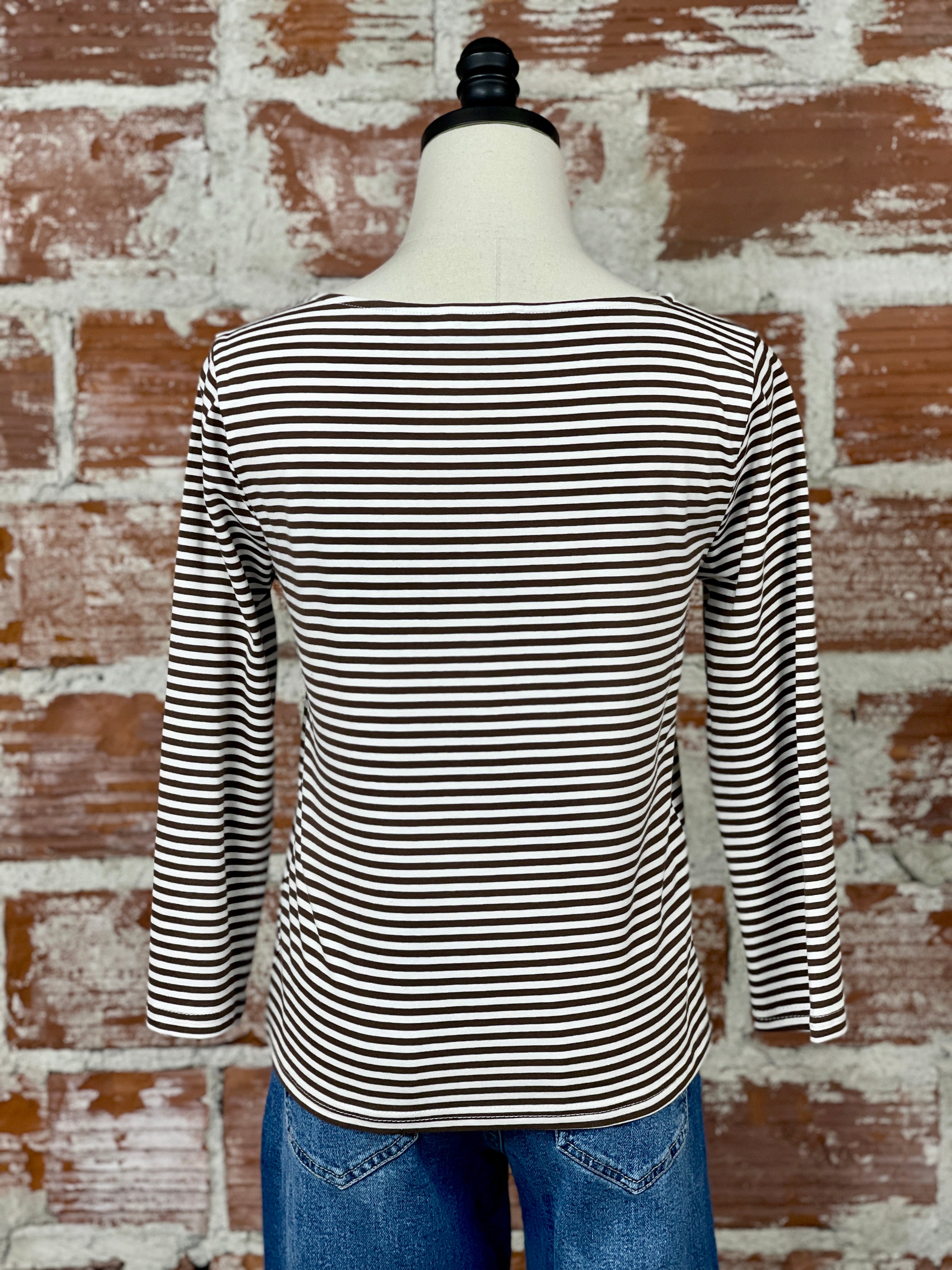 Ami Top in Brown and White Stripe-121 - Jersey Tops F/W (June - Nov)-Little Bird Boutique