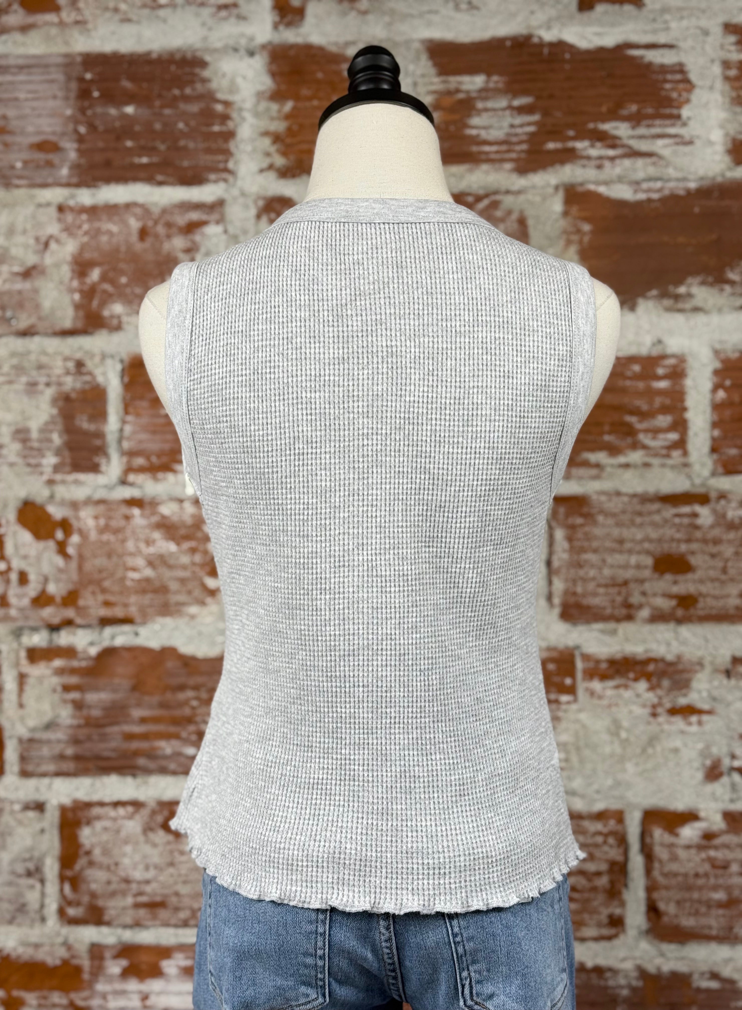 Dex Waffle Knit Tank in Heather Grey-122 - Jersey Tops S/S (Dec - May)-Little Bird Boutique