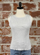 Dex Waffle Knit Tank in Heather Grey-122 - Jersey Tops S/S (Dec - May)-Little Bird Boutique