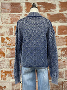 Dex Crochet Cardigan in Washed Indigo-132 - Sweaters S/S (Dec - May)-Little Bird Boutique