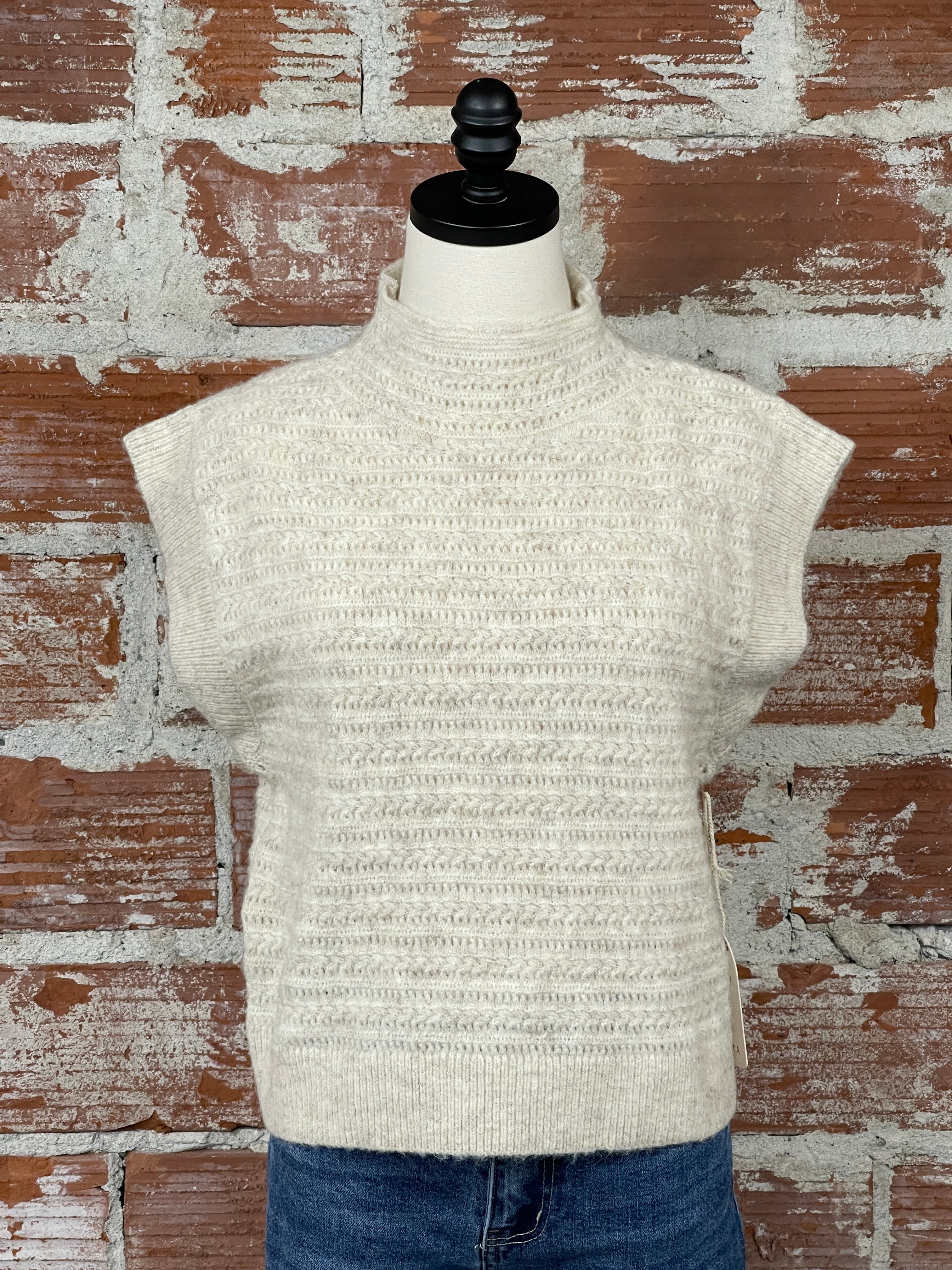 Kerisma Romana Sweater Vest in Oatmeal-131 - Sweaters F/W (June - Nov)-Little Bird Boutique