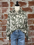 Dex Satin Blouse in Cream and Sage Floral-112 - Woven Top S/S (Dec - May)-Little Bird Boutique