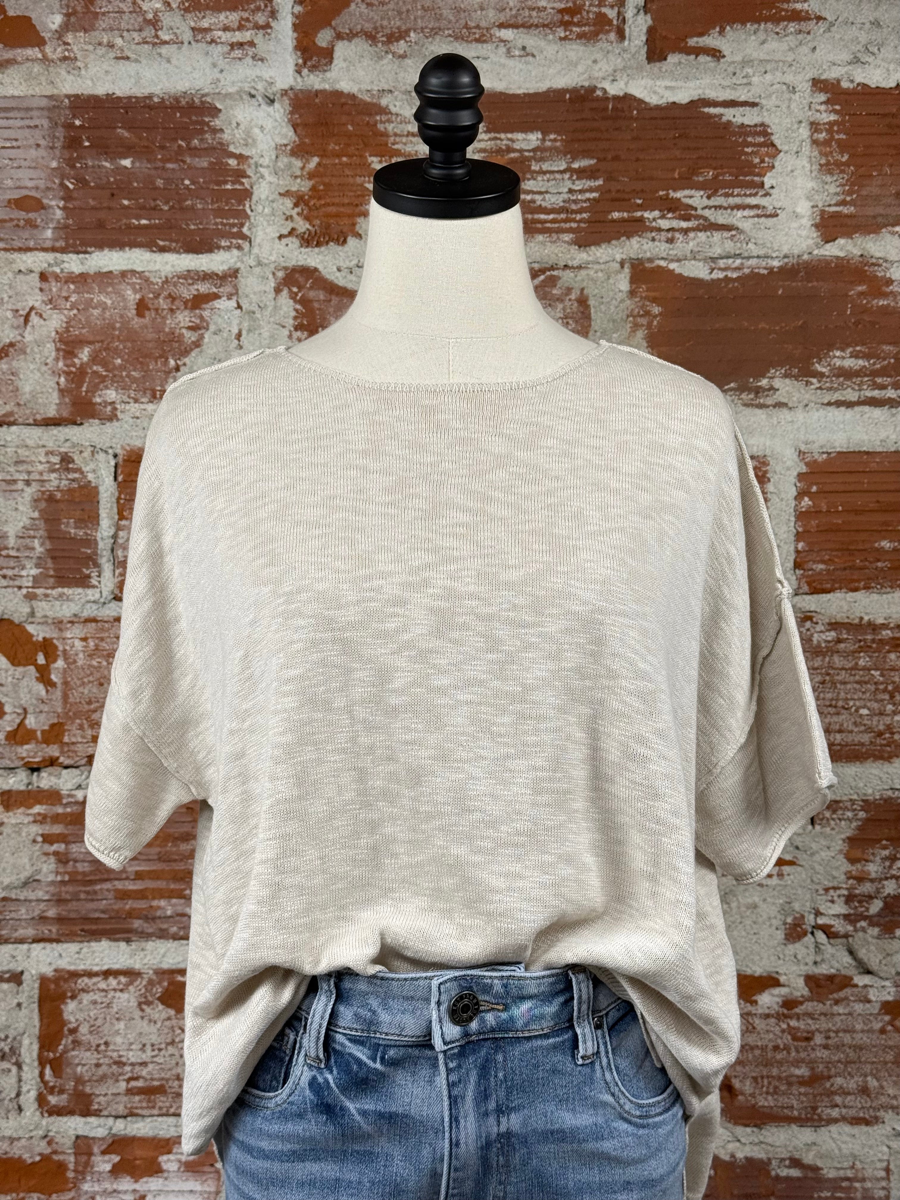 Claire Sweater in Beige-132 - Sweaters S/S (Dec - May)-Little Bird Boutique