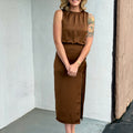 Charlie Luxe Midi Dress in Brown-152 Dresses - Long-Little Bird Boutique