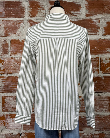 Flag and Anthem Crane Shirt in Olive Stripe-112 - Woven Top S/S (Dec - May)-Little Bird Boutique
