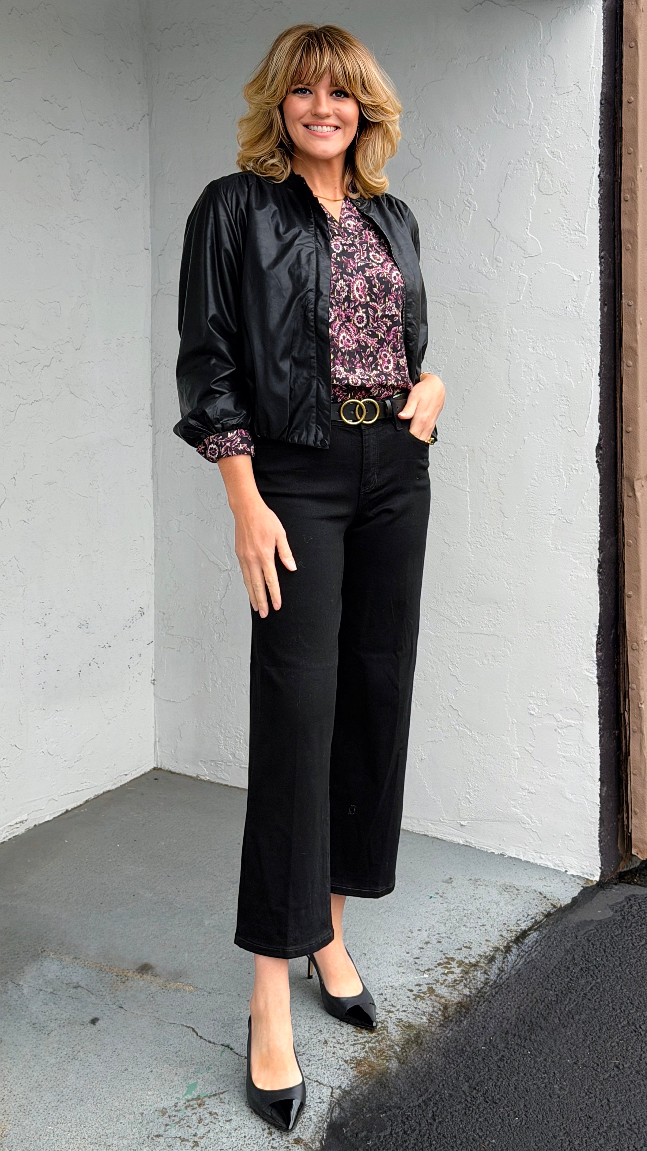 Liverpool The Stride Crop Wide Leg Denim in Black Rinse-210 Denim-Little Bird Boutique