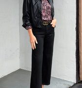 Liverpool The Stride Crop Wide Leg Denim in Black Rinse-210 Denim-Little Bird Boutique